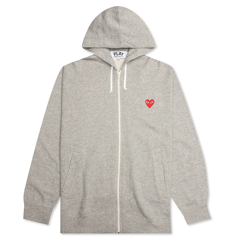Comme Des Garçons - Veste CDG PLAY grise à capuche (coeurs dorsaux)