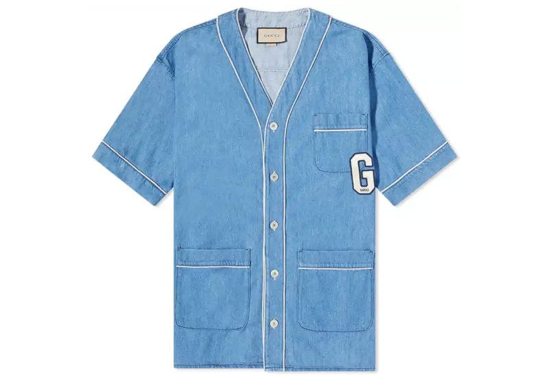 Gucci Washed Denim Bowling Oversized Shirt G Patch