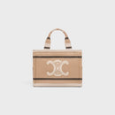 C­eli­ne - Small Cabas Thais Striped Textile Beige Noir