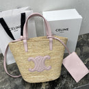 Céline - Classic Panier petit modèle Souple Raphia et veau