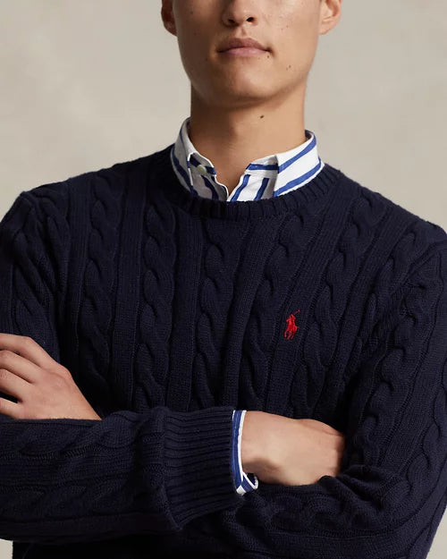 Ralph Lauren - Pull torsadé Bleu Marine