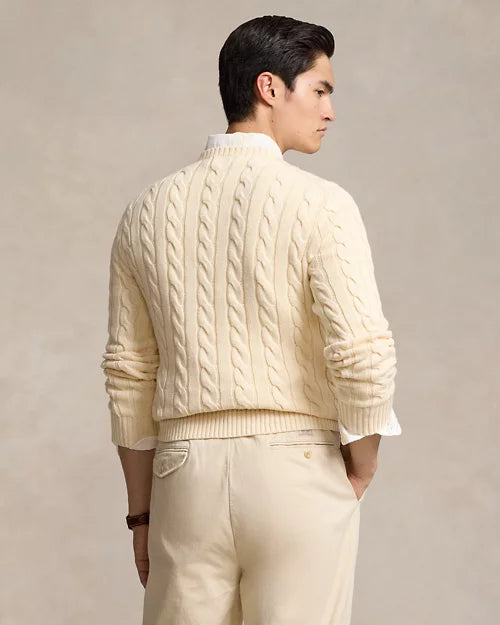Ralph Lauren - Pull torsadé Blanc Cassé