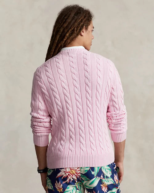 Ralph Lauren - Pull torsadé Rose Pâle