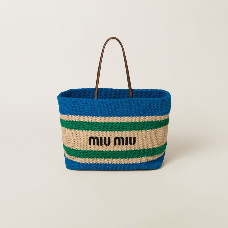 Miumiu - Raffia-effect woven tote bag