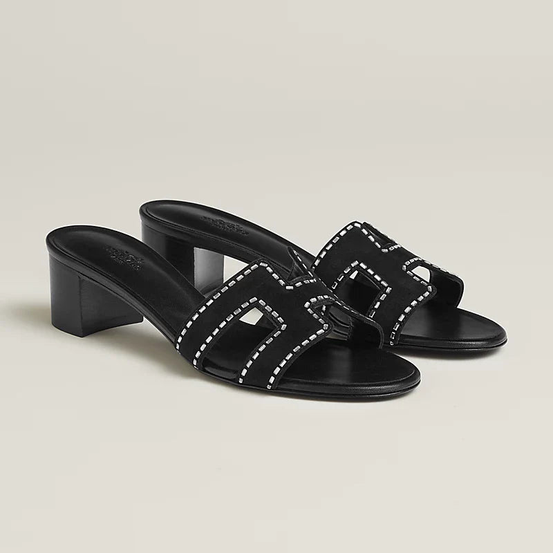 Hermès - Sandales Oasis Noir avec Strass