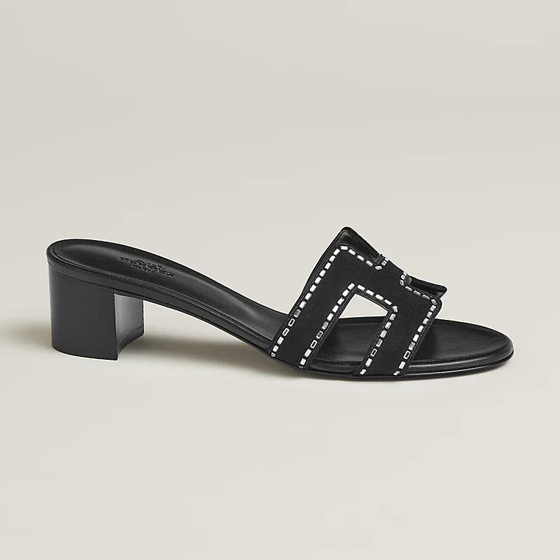 Hermès - Sandales Oasis Noir avec Strass