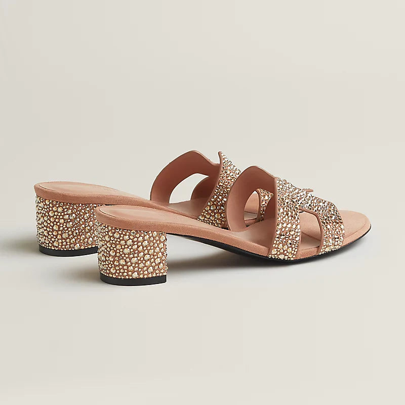 Hermès - Sandales Oasis Clair avec Strass