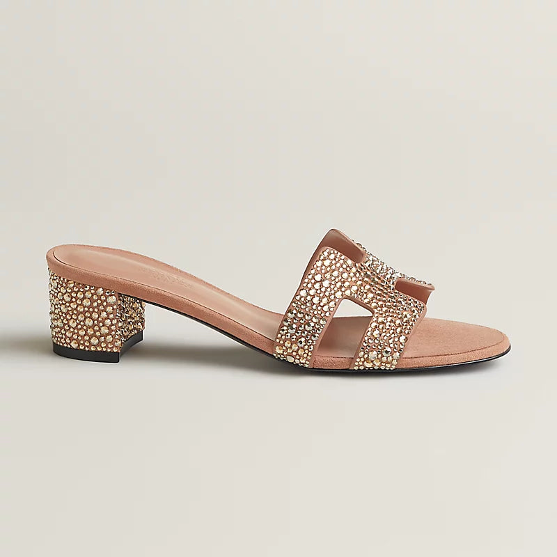 Hermès - Sandales Oasis Clair avec Strass