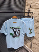 Louis Vuitton - Ensemble SHORT + T-SHIRT Initiales L. V. Bleu Clair