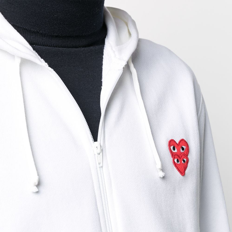Comme Des Garçons - Gilet Blanc CDG double coeur